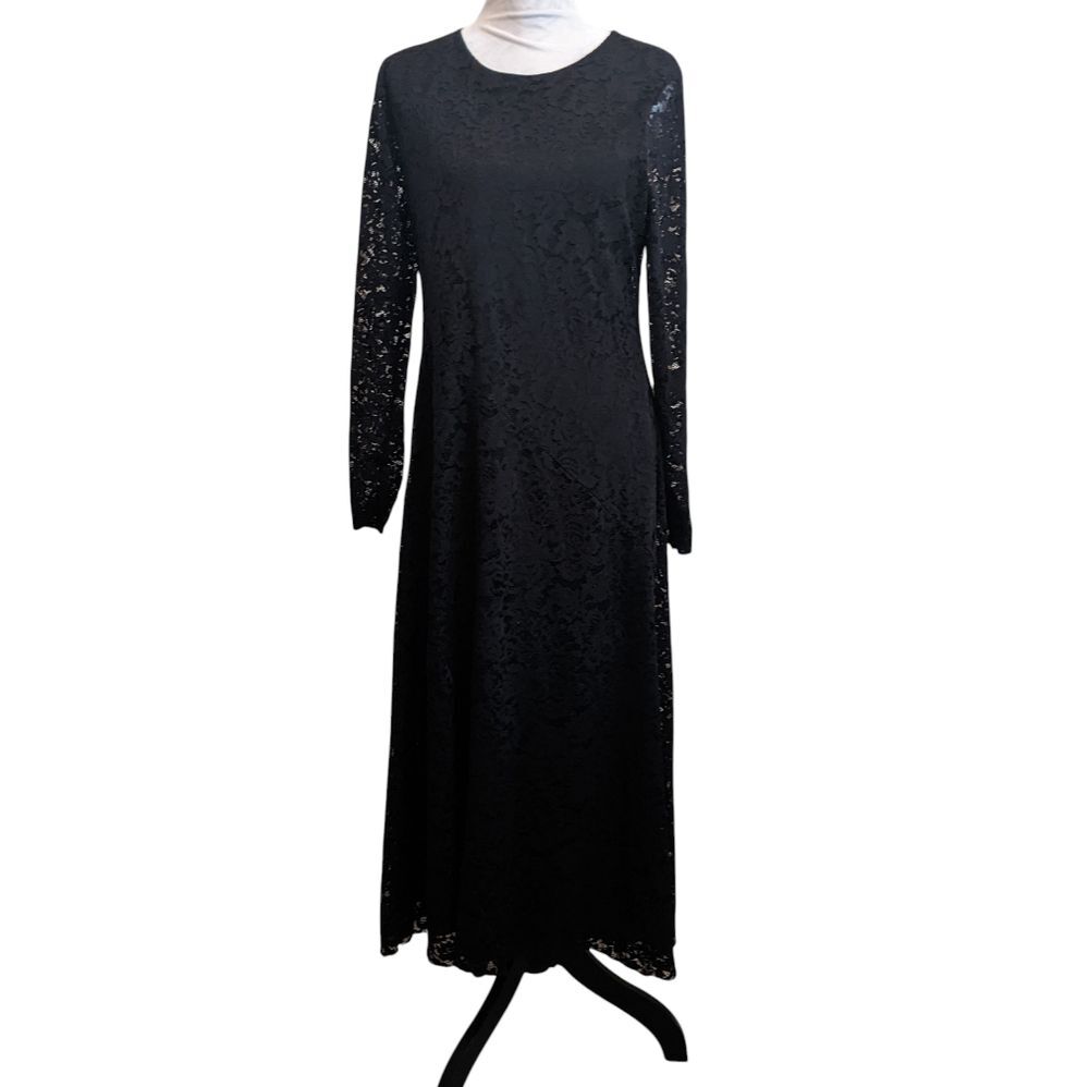 NICOLE MILLER Black Lace Maxi Whimsigoth Dark Dress Large